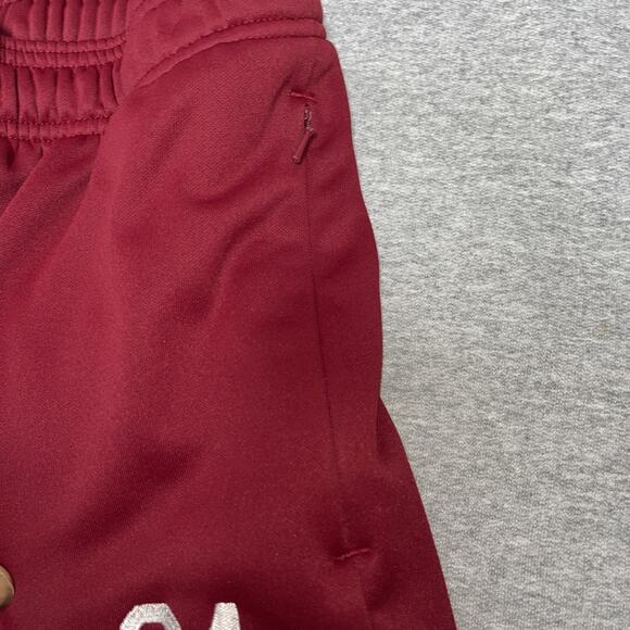 Adidas Mens Medium Tall Red Joggers Sweatpants 2 Zip Pockets Number 24 - Picture 3 of 4